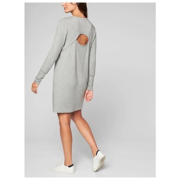 Athleta Dresses & Skirts - Athleta Gray Crossover Sweatshirt Dress Medium